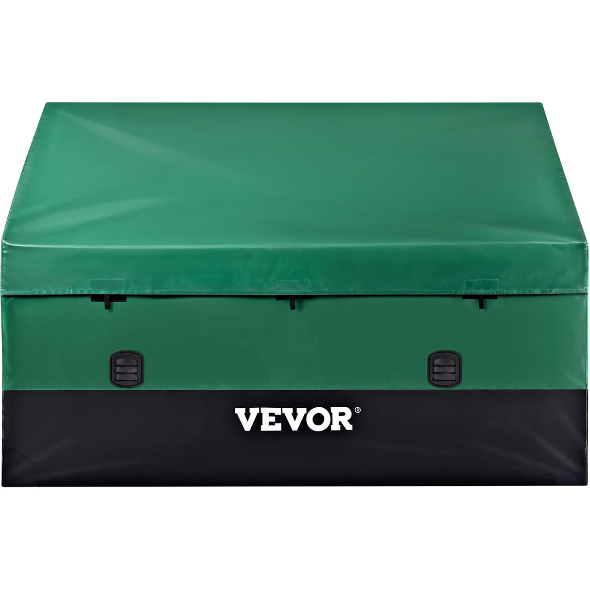 VEVOR Outdoor Storage Box, 230 Gallon Waterproof PE Tarpaulin Deck Box w/Galvanized Frame, All-Weather Protection & Portable, for Camping, Garden, Poolside, and Yard, Black & Green VEVOR