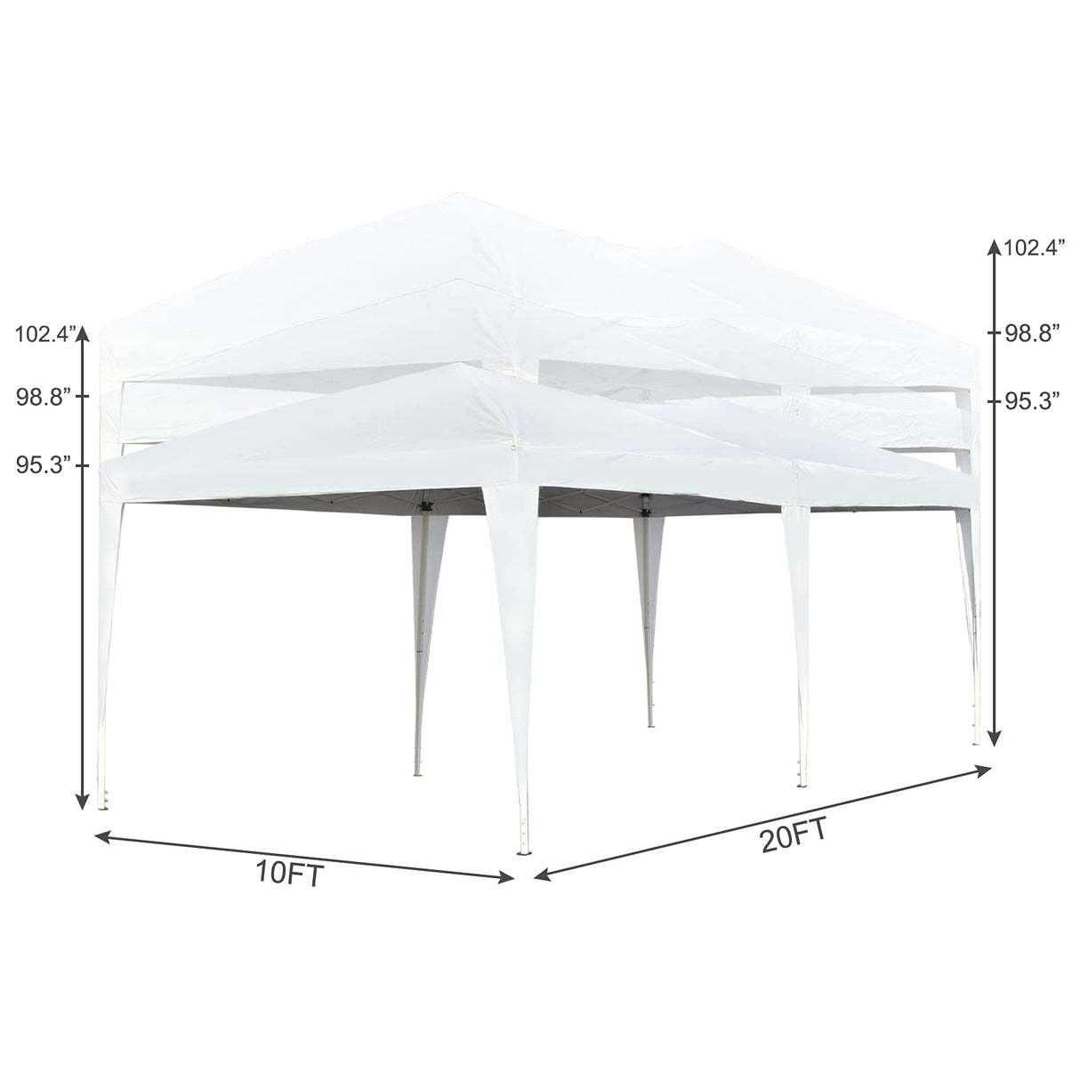 Easyzon 10'x20' Ez Pop Up Canopy Tent Commercial Instant Portable Folding Market Shelter Ez-up Canopies Outdoor White Gazebo with 4 SandBags, 6 Stake&Rope Easyzon