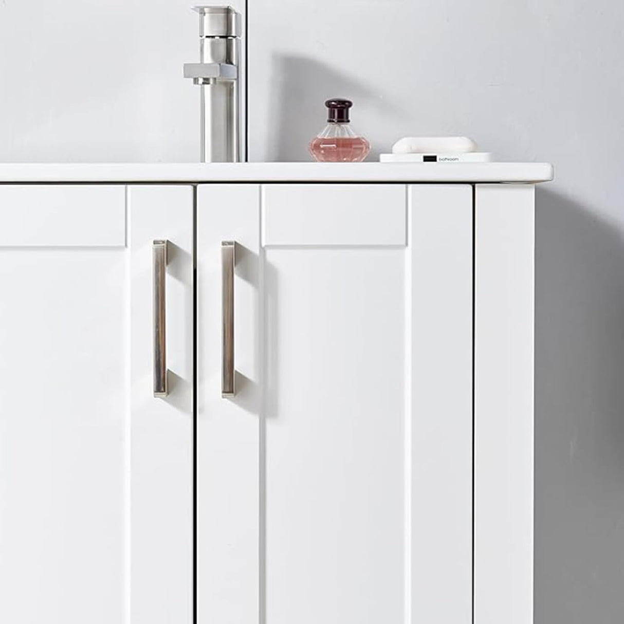 24 Inch Bathroom Vanity, Small Bathroom Sink Cabinet, Vanity Cabinet with Rectangular Ceramic Basin, White Modern Farmhouse Bathroom Sink Vanities Set, Bathroom Vanity Combo with 1 Drawer and 2 Doors Wenore Home