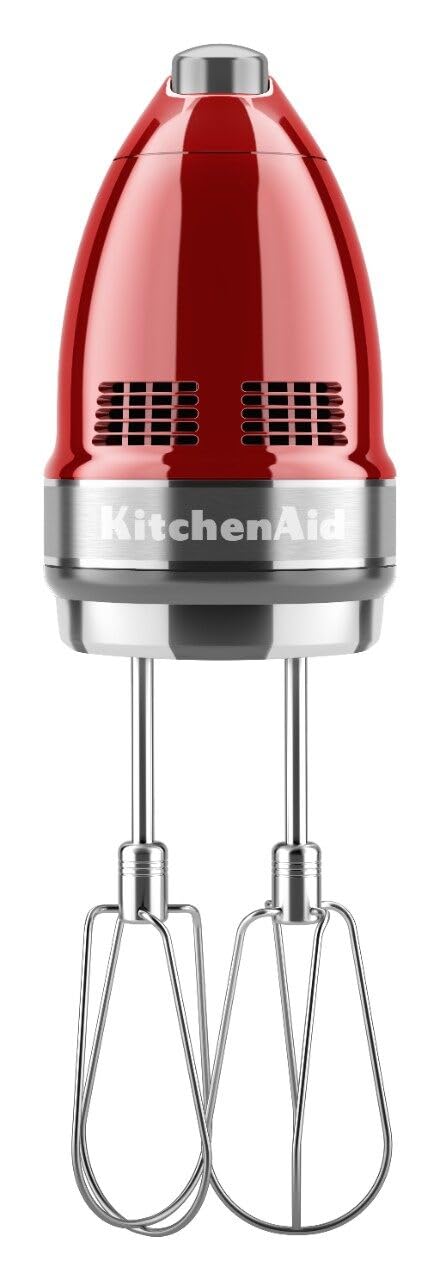 KitchenAid 9-Speed Digital Hand Mixer with Turbo Beater II Accessories and Pro Whisk - Candy Apple Red KitchenAid