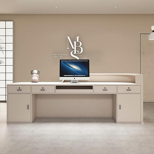 M2 Retail Reception Desk with Counter,Reception Desk with U-Shape & LED Stainless Steel Skirting,Ideal for Beauty Salons, Spas, and Luxury Businesses(1500×600×1000mm/59×24×39'') M2 Retail