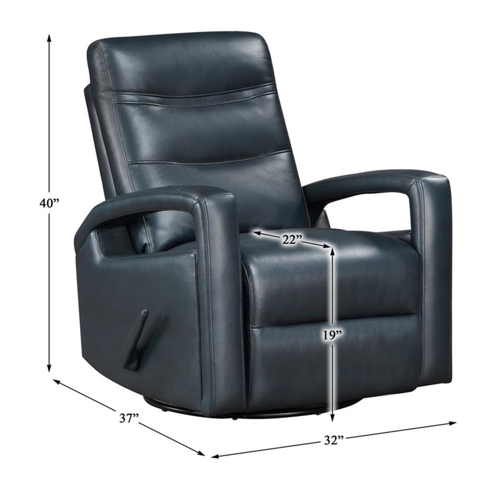 Lexicon Camden Faux Leather Swivel Glider Reclining Chair in Navy Blue Lexicon