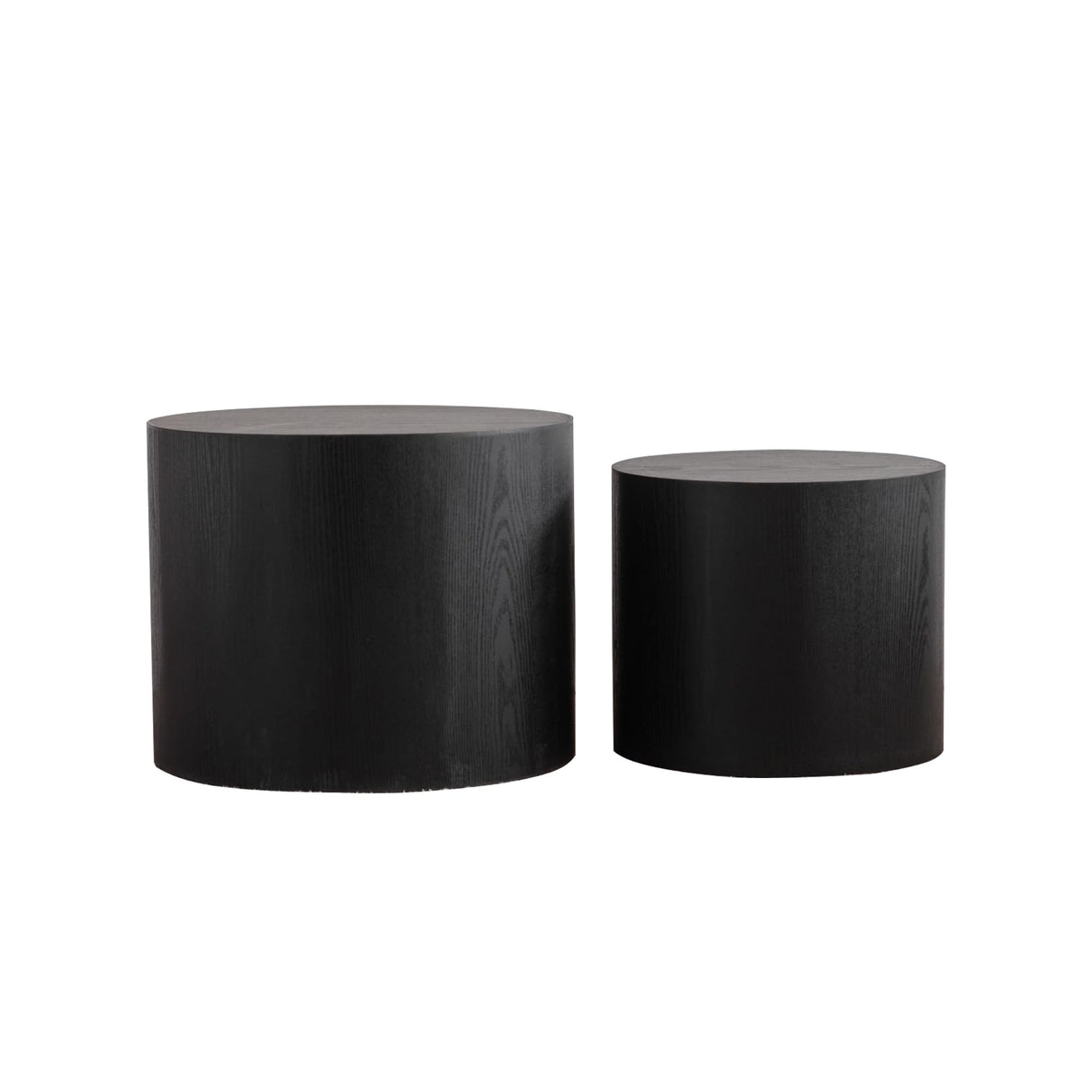 GDFStudio Round Nesting Coffee Table Set of 2, Modern Wooden Accent Side Table, Space Saving Small Circular Tea Coffee Tables and End Tables Sets for Living Room Small Space, No Assembly, Black GDFStudio