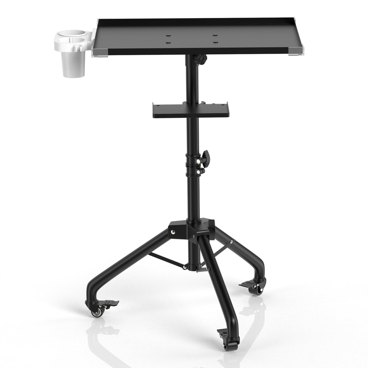 Salon Tray Cart on Wheels with Stand Rack Tray, Premium Iron Alloy Tattoo Tray Height Adjustable Salon Service Tray with 360 Degree Mute Universal Tricycle for Tattoo Work, SPA and Dental Tray ZHOOGE