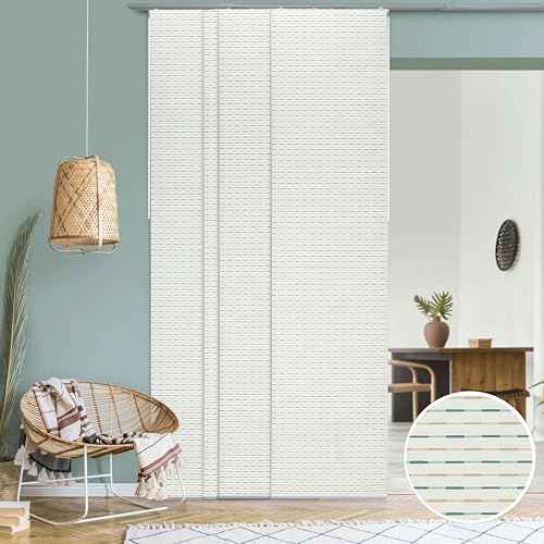 GoDear Design Adjustable Sliding Panel Track Room Dividers 45.8"- 86" W x 96" H, Extendable Vertical Blinds for Sliding Glass Doors Windows Wall Partitions, Trimmable Fabric Panel Curtains, Serenity GoDear Design