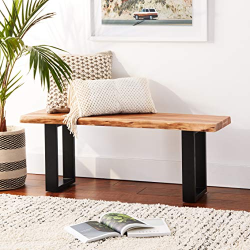 Alaterre Furniture Alpine Live Edge Solid Wood 48 inch Bench with Metal Legs, Natural Alaterre Furniture
