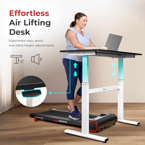 Sunny Health & Fitness Multi-Purpose Air-Drive Adjustable Standing Desk, Pneumatic Air Lifting, Electricity-Free, Scratch-Resistant Surface with up to 47.2" Height, Treadmill Compatible SF-A023001 Sunny Health & Fitness