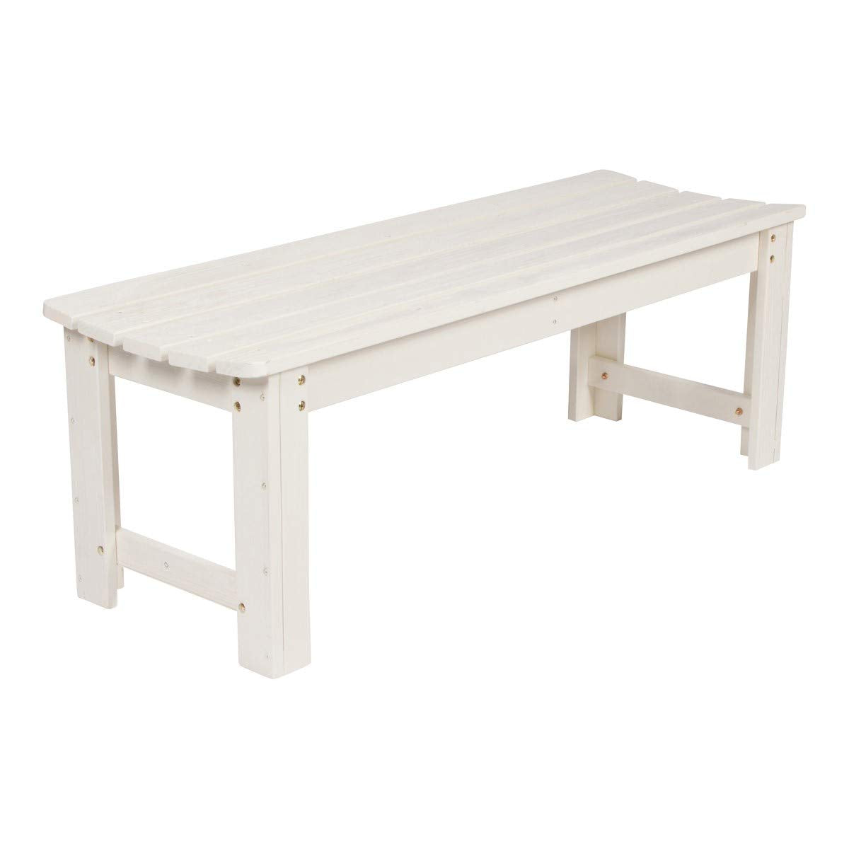 Shine Company Outdoor Wooden Backless Patio Garden Bench, 4 Ft, Eggshell White Shine Company