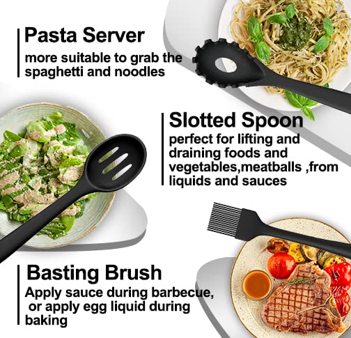 43 Pcs AIKKIL Kitchen Utensils Set, Heat Resistant Silicone Cooking Kitchen Utensils Set with Holder, Spoon, Spatula, Kitchen Gadgets Tools Set For Nonstick Cookware, Dishwasher(BPA Free, Black) AIKKIL