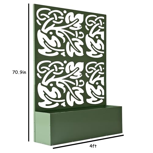 Oakland Living 6 ft. X 4 ft. Green Freestanding Metal Privacy Screen Room Divider with Flower Box Oakland Living