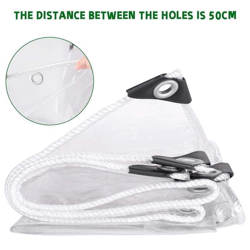 Heavy Duty Waterproof Clear Tarp-Thicken Clear Vinyl PVC Tarps Transparent Tarpaulin with Brass Grommets for Camping Patio Gazebo Outdoor-Tarp to Cover The Sun and Rain TOPCHANCES