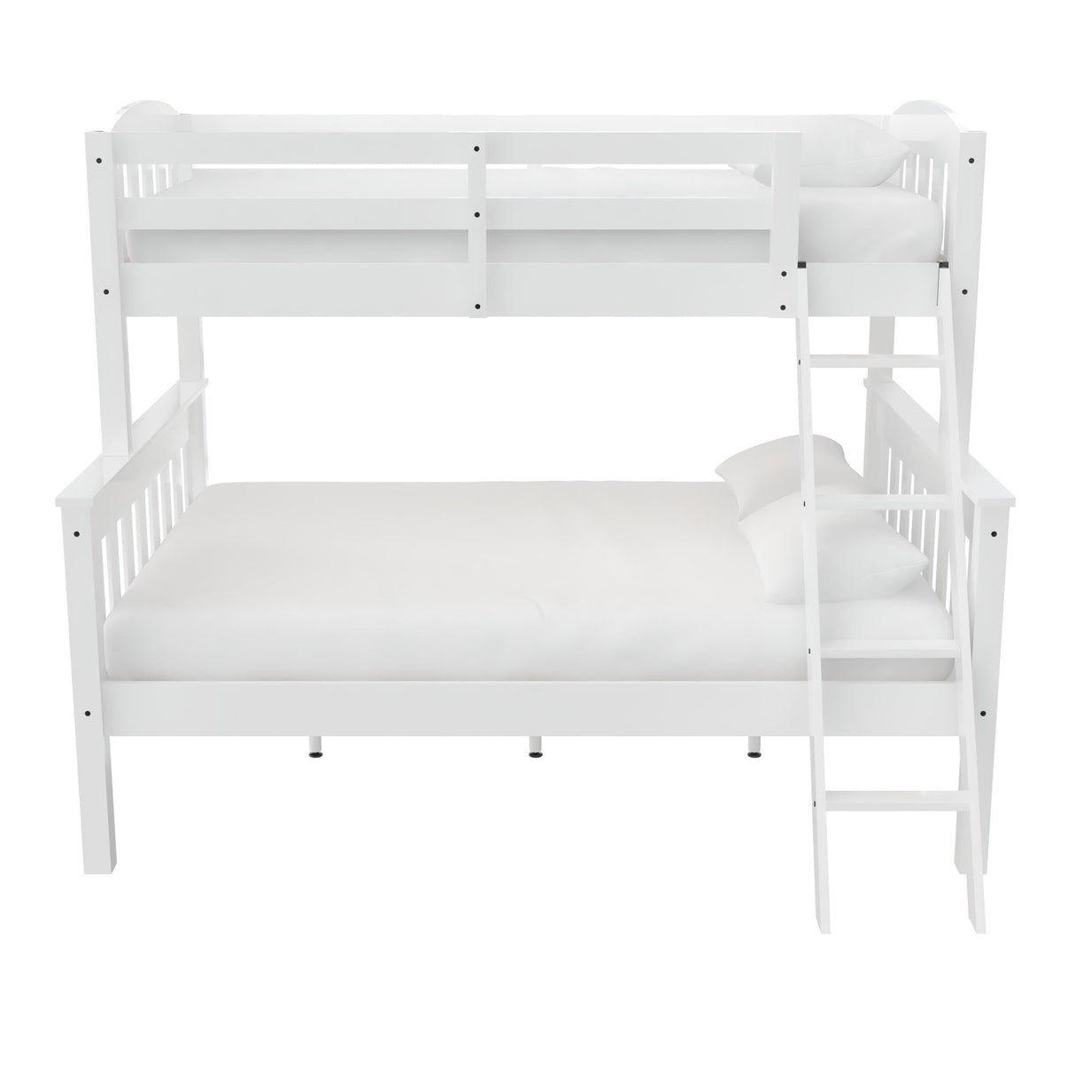 DHP Airlie Twin over Full Bunk Bed, White, Wood Construction, Converts to Twin/Full, 4-Step Ladder, Guard Rails DHP