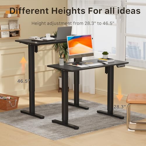 JOY worker Small Electric Standing Desk, 40" x 20" Whole Piece Height Adjustable Desk with Memory Controller, Black Sit to Stand Workstation for Home Office JOY worker
