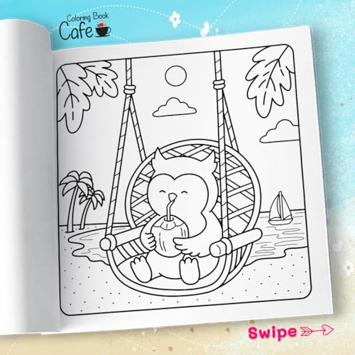 Comfy Summer: Cute and Cozy Coloring Book for Adults & Teens Featuring Summer Hygge Scenes with Adorable Animal Characters WoodArtSupply