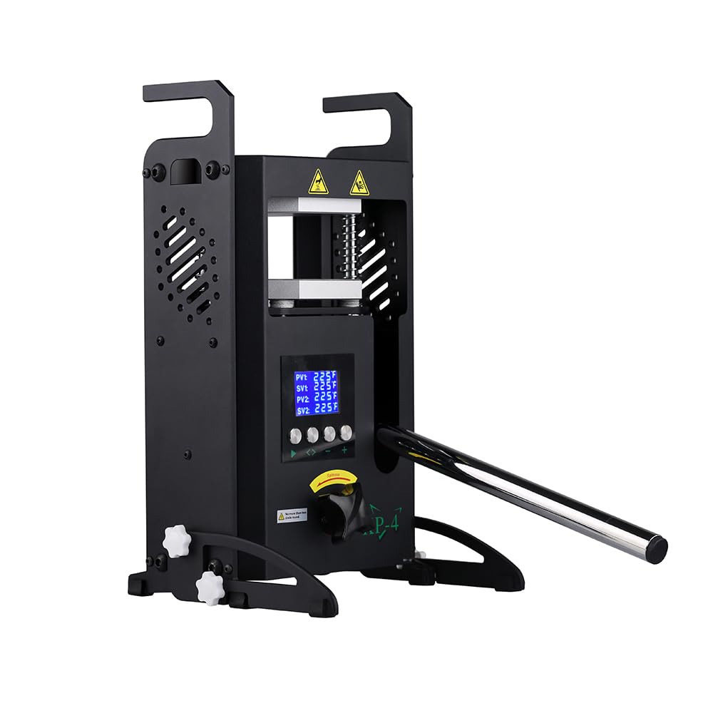 4T Hydraulic Heat Press Machine with Dual Heating Plates 4x4 Inches and Precise Digital Temperature Control LCD Screen for Homeuse Portable Manual Heat Pressing Machine YFTOHI