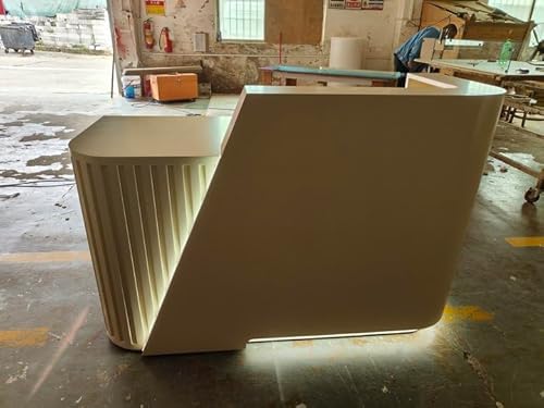 M2 Retail Reception Desk with Counter,Reception Desk with U-Shape & LED Stainless Steel Skirting,Ideal for Beauty Salons, Spas, and Luxury Businesses(1500×600×1000mm/59×24×39'') M2 Retail