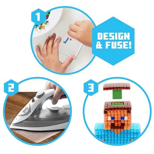 Minecraft Pixel Creations Bead Kit 2500 Beads with Pegboards & Templates Build Characters & Tools from, Encourages Hands-on STEM-Based Play Craft Set for Kids Ages 6+ Tara Toys