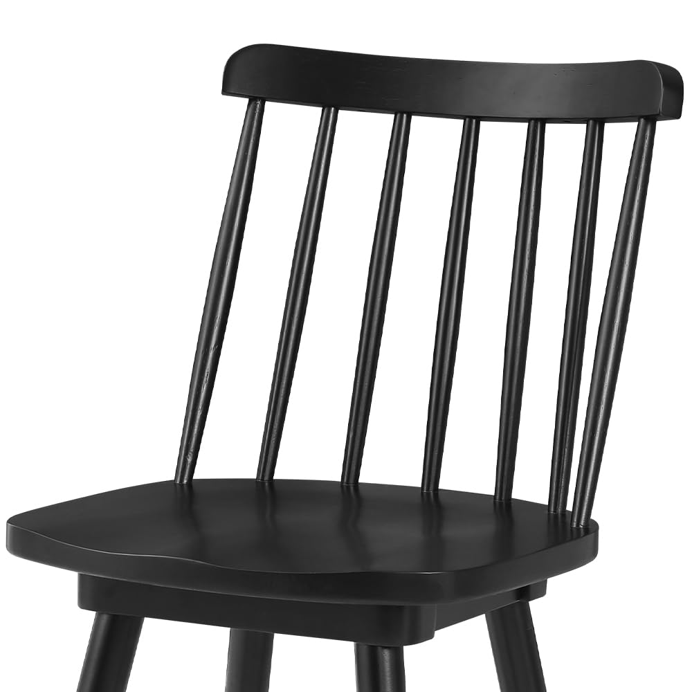 LUE BONA 360° Swivel Bar Stools Set of 4, Black Windsor Barstools, Counter Height Barstool with Spindle Back, 24 inch Farmhouse Wooden Counter Stools for Kitchen Island, Pub, Bistro, Cafe LUE BONA