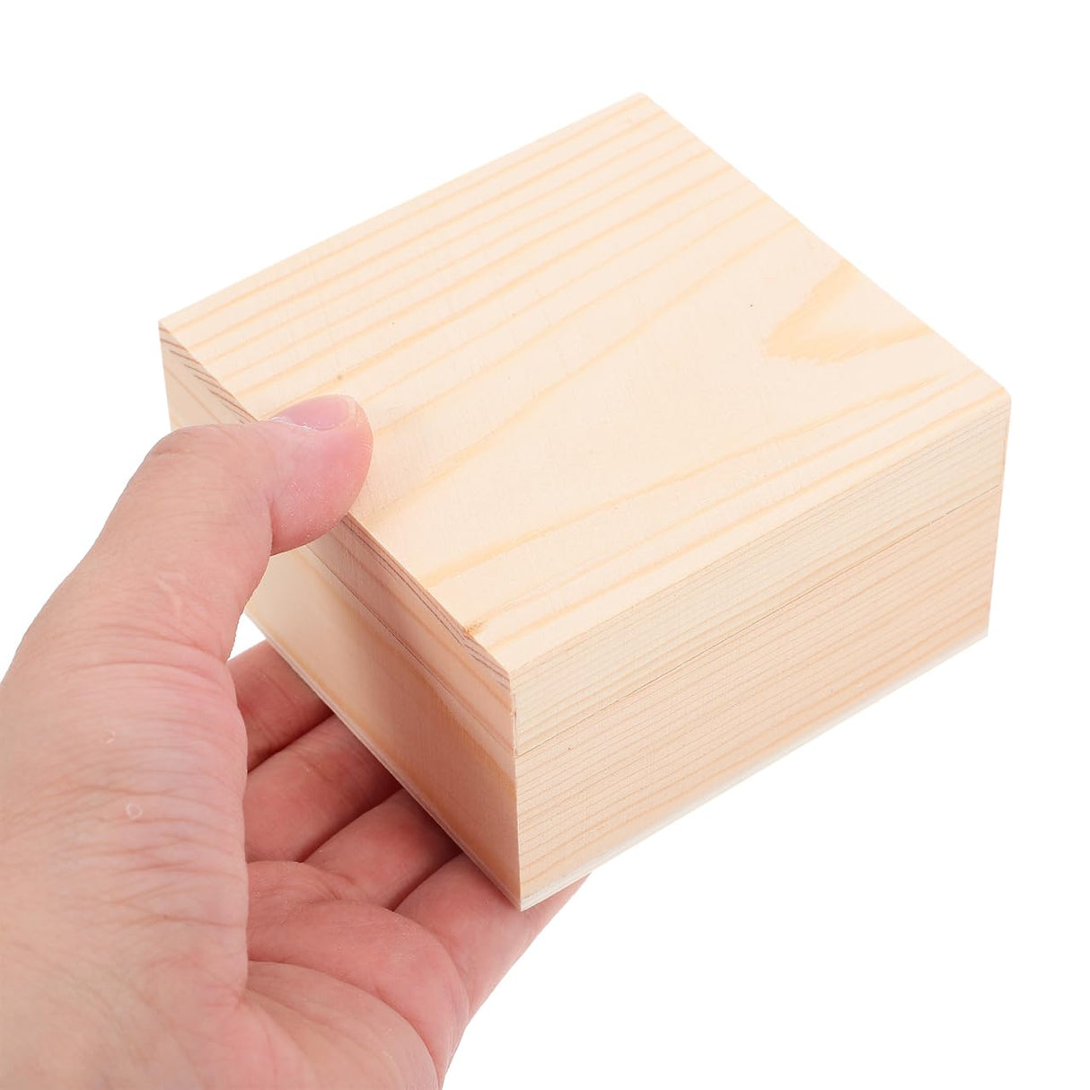 Luxshiny Unfinished Wood Box, 2pcs Square Wooden Treasure Box Small Blank Jewelry Trinket Box Natural DIY Craft Stash Organizer Storage Box for Collectibles Succulent Luxshiny