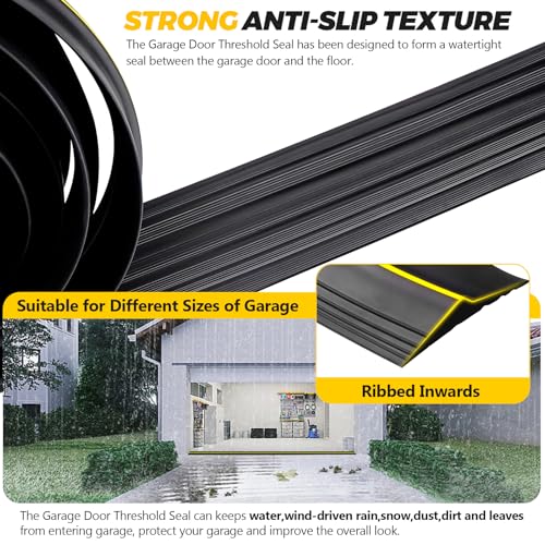 20FT Universal Garage Door Threshold Seal Strip - Garage Door Bottom Weatherproof Rubber Seal Strip DIY Weather Stripping Replacement (Black) by Beaquicy Beaquicy