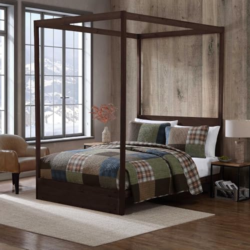 Eddie Bauer - Full/Queen Quilt Set, Premium Cotton Reversible Bedding with Matching Shams, Patchwork Luxurious Bedding Set (Classic Patchwork Green, Full/Queen) Eddie Bauer