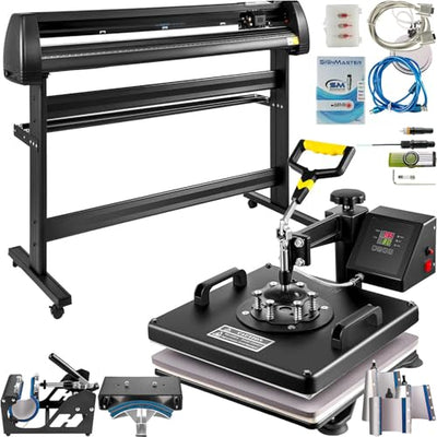 8 in 1 Heat Press 15"x15" Sublimation Machine + 53" Vinyl Cutter/Plotter Cutting