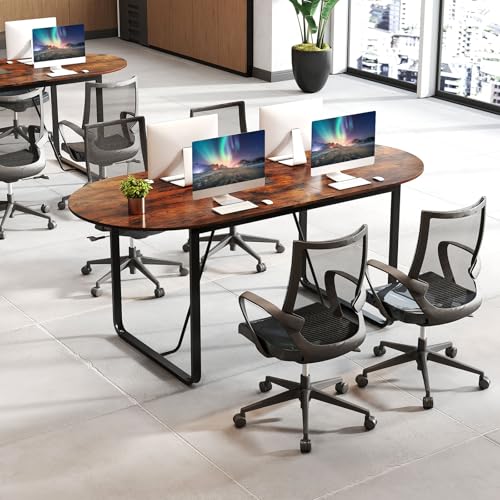 Giantex 71" Conference Table, Large Oval Meeting Table with Cable Management Grommet, Sturdy Metal Legs, Industrial Business Training Seminar Desk for Office Conference Room Boardroom Giantex