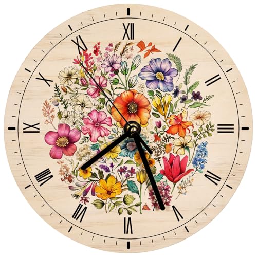 US Stock 20pcs Wooden Wall Clock 11.8 inch Sublimation Round Wall Clock Blanks Wood Clocks for Living Room DIY Sublimation Heat Press Printing CALCA
