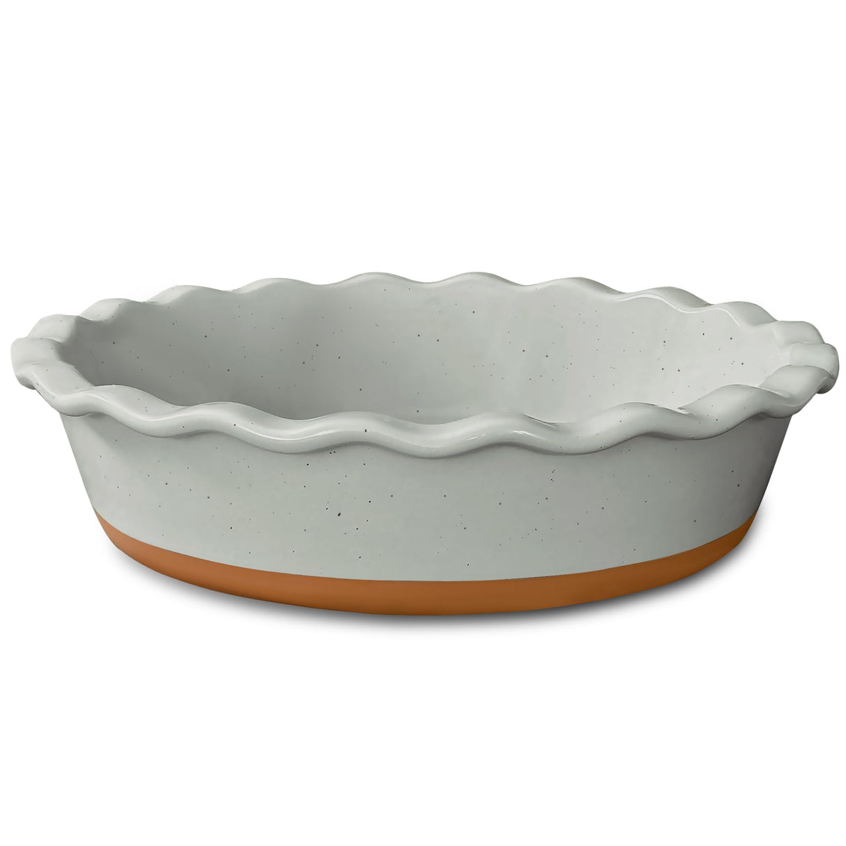 Mora Ceramic Pie Pan for Baking - 9 inch - Deep and Fluted Pie Dish for Old Fashion Apple Pie, Quiche, Pot Pies, Tart, etc - Modern Farmhouse Style Porcelain Ceramic Pie Plate - Earl Grey MORA CERAMICS HIT PAUSE