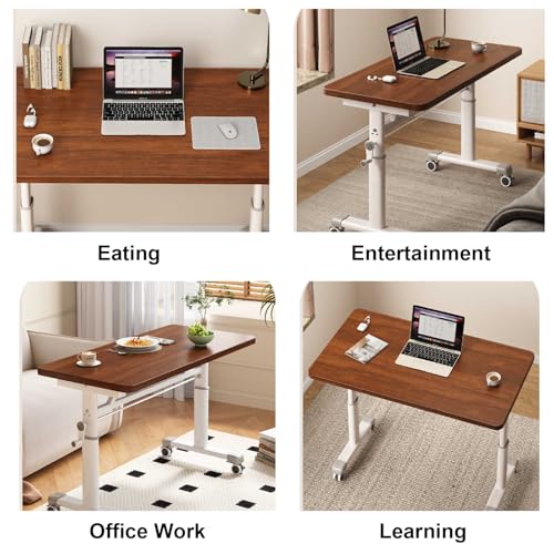 HSPLXYT Manual Adjustable Desk Standing Desk Study Table Gaming Desks Movable Writing Table Computer Desks for Home, Office, Workstation; Multifunctional Bedside Table(Gray,100cm/39.37in) HSPLXYT