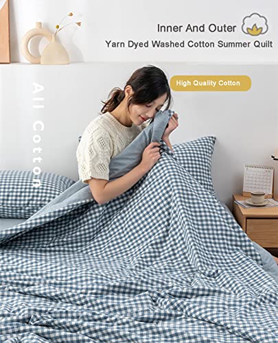 Double Quilt 100% Cotton Summer Duvet Hypoallergenic Single Double Duvet to Keep Skin Cool Soft and Lightweight Thin Cotton Quilt Machine Washable A 150x200cm Generic