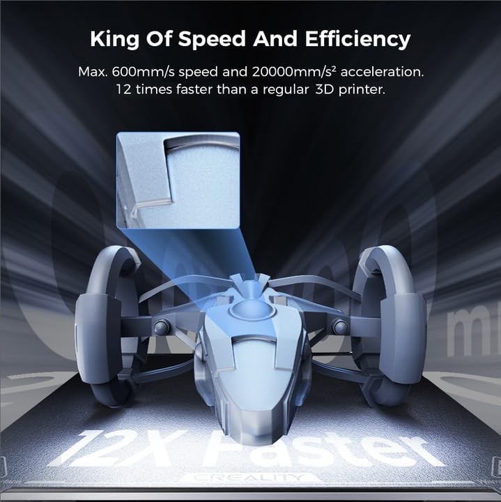 Creality K1 Max 3D Printer with Smart AI Function 600mm/s Printing Speed 20000mm/s² Acceleration, Core XY Structure 11.81x11.81x11.81 inch Large Build Volume Auto Leveling Dual-Gear Extruder Comgrow