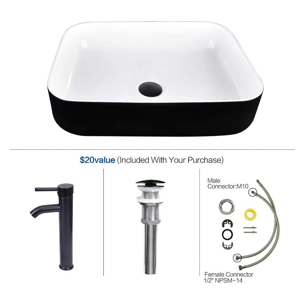 YOURLITE 28 Inch Floating Bathroom Vanity with Sink,Modern Wall Mounted Bathroom Vanity and Tempered Glass Sink Combo with Mirror and Faucet and Pop-up Drain Set,Black and White Ceramic Sink YOURLITE