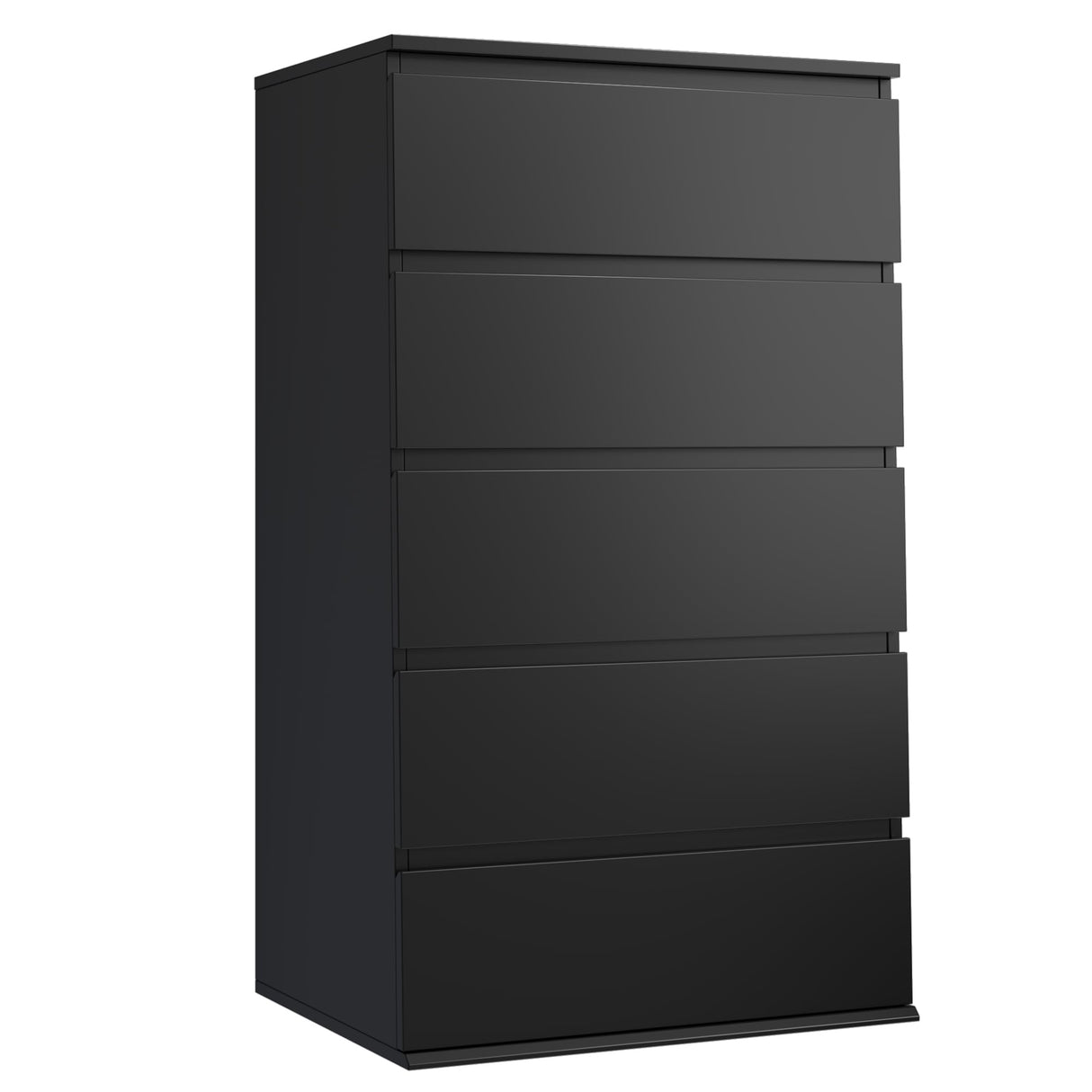 FOTOSOK Black Dresser, 5 Drawer Dresser Tall Black Dresser with Large Storage Space, Modern Storage Chest of Drawers, 23.6L x 17.6W x 39.1H Inch Storage Organizer Cabinet for Home, Black FOTOSOK