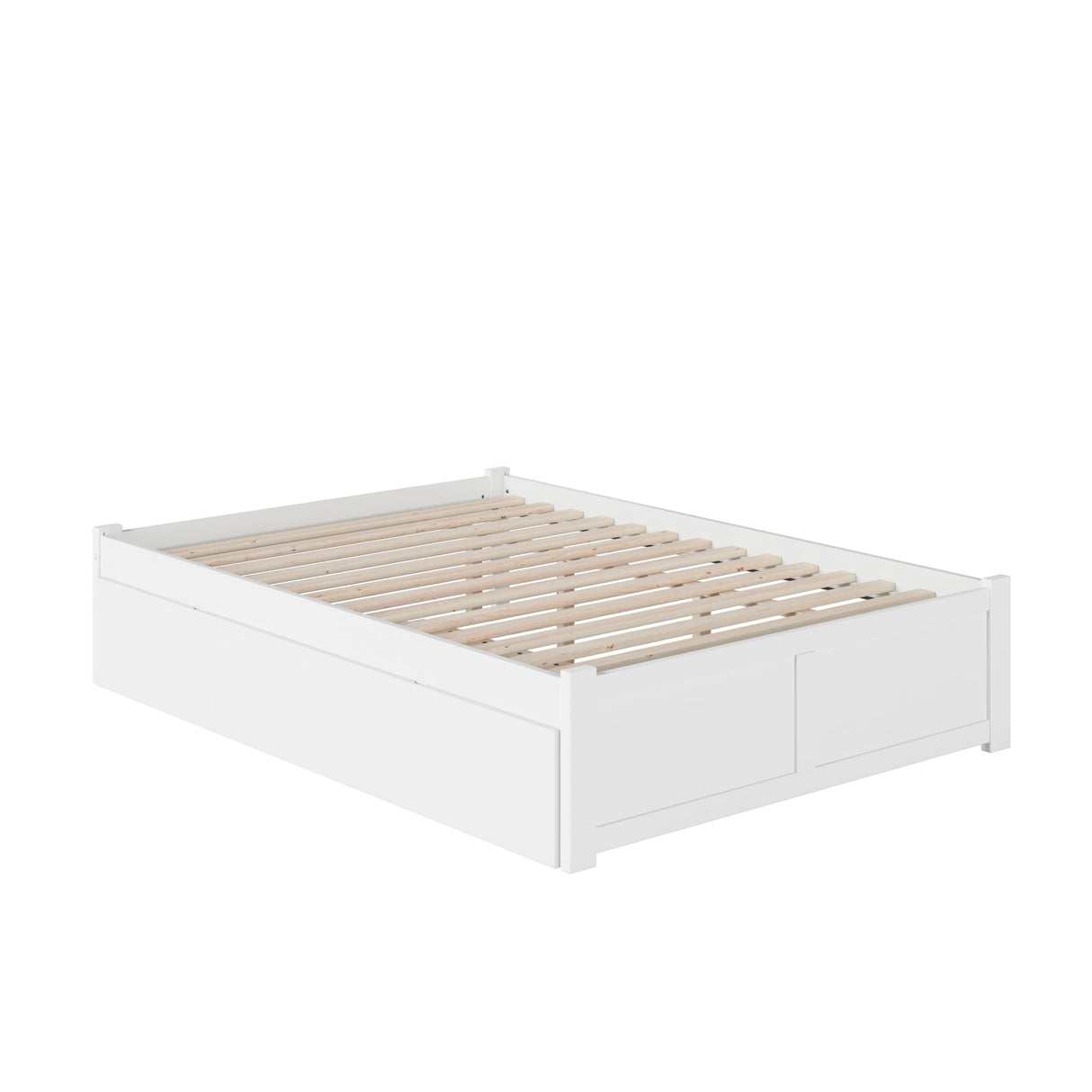 AFI Concord Queen Size Platform Bed with Footboard & Twin XL Trundle in White AFI