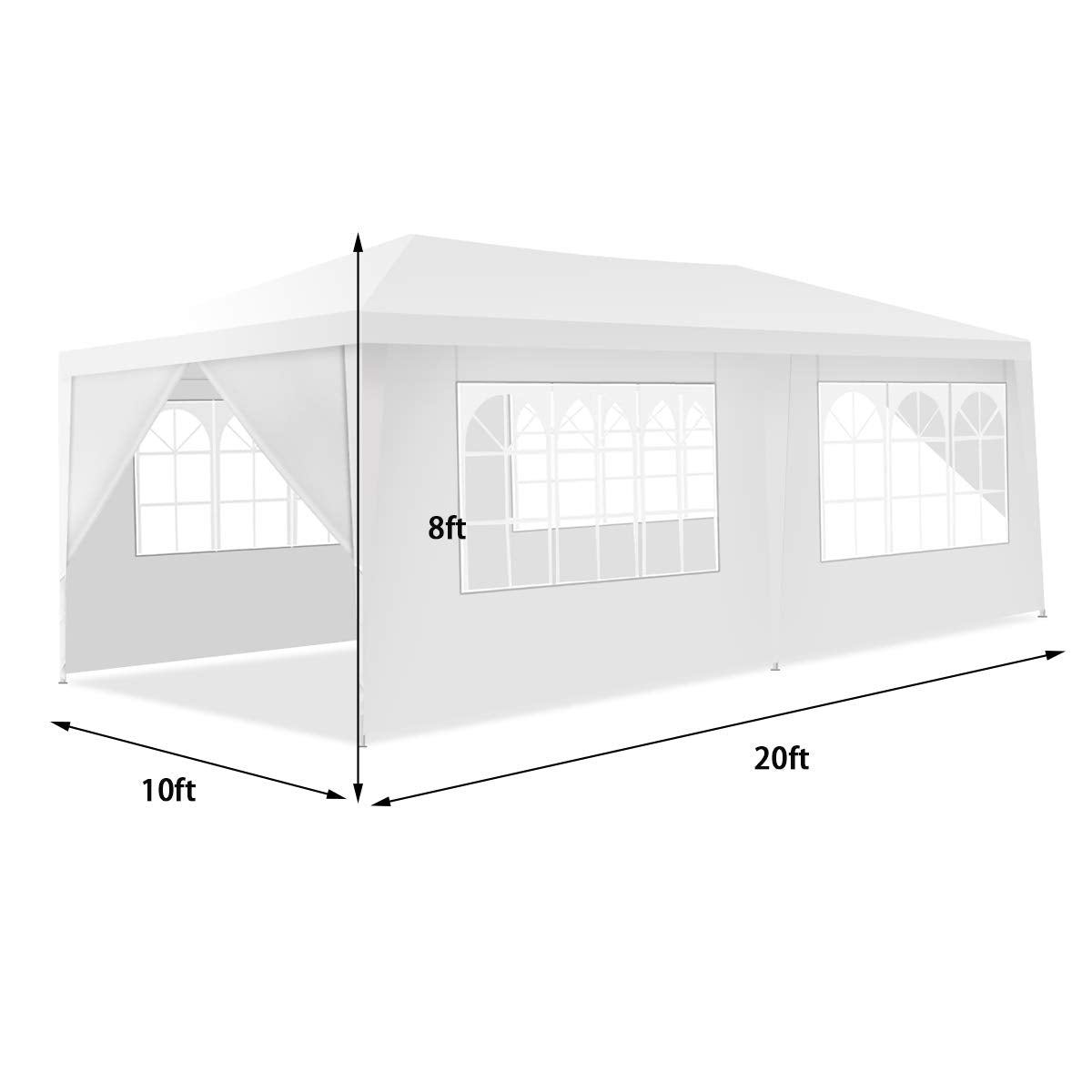 ORALNER 10'x20' Outdoor Canopy Tent, White Wedding Party Tent with 6 Removable Sidewalls & Carrying Bag, Heavy Duty Camping Gazebo Pavilion for Patio, Garden and Backyard ORALNER