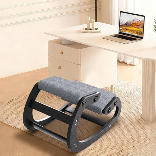 TinyHaven Ergonomic Kneeling Chair with Wooden Frame - Adjustable Height Office Chair with Soft Padding for Back Pain Relief, Posture Correcting Home & Office Desk Chair Black TinyHaven
