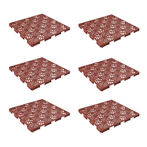 Deck Tiles - 6-Pack Pavers - Polypropylene Interlocking Patio Tiles - Outdoor Tiles for Patio, Porch, Garage, or Pool Deck by Pure Garden (Terracotta) Pure Garden