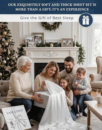 100% Egyptian Cotton Sheets King Size - Naturally Cooling & Breathable 4 Piece Silky Sateen Weave King Size Sheets Set, Ultra-Soft & Durable Hotel Luxury Sheets with 15" Snug Fit Deep Pockets - White LANE LINEN