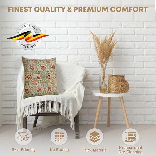 Charlotte Home Furnishings Throw Pillow Covers 16x16 in Single Stem Decorative Couch Pillow Cover Boho Decor European Tapestry Cushion Cases Living Room Cozy Home Decor Jacquard Woven Soft Cotton C Charlotte Home Furnishings Inc