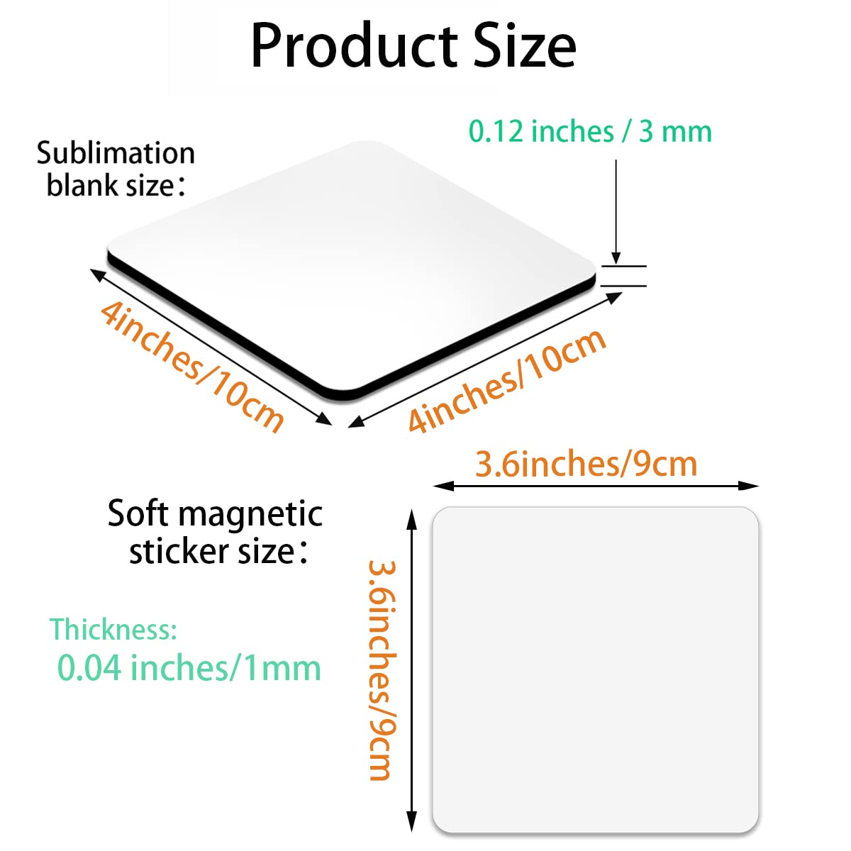 KLAQQED 4x4inches Sublimation Magnet Blanks Fridge Refrigerator Magnets Customized MDF Sublimation Blanks for Calendar DIY Decorative Square Large Sublimation Coaster Blank Bulks Products Wholesale KLAQQED