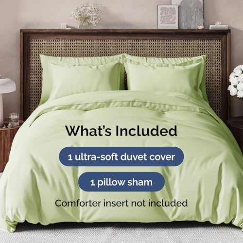 Duvet Cover Twin/Twin XL Size - Extra Soft Twin/Twin XL Size Duvet Cover - Lightweight, Breathable & Cozy w/ Zipper Closures and Ties - 68" x 90" Inches - (Light Sage Green) Comforter Not Included CGK Unlimited