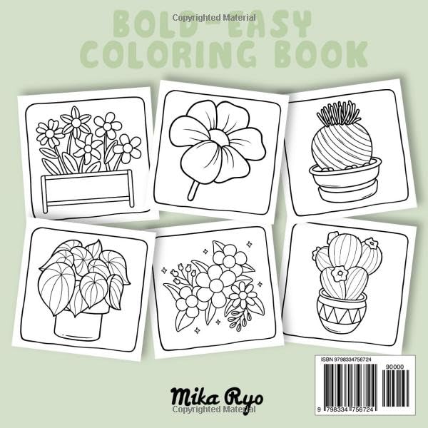 Flowers & Plants Bold and Easy Coloring Book: for Adults and Kids, Simple and Big Designs for Relaxation Featuring Nature-Themed Illustrations, Plants & Flowers (Bold & Easy Coloring) WoodArtSupply