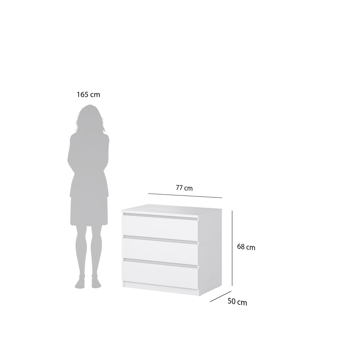 Tvilum Scottsdale 3 Drawer Chest in White High Gloss Tvilum