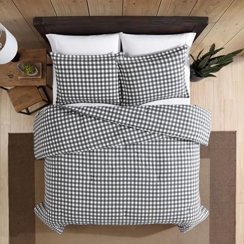 Eddie Bauer - King Comforter Set, Reversible Cotton Bedding with Matching Shams, Luxurious Bedding Set for Colder Months (Preston Grey, King) Eddie Bauer