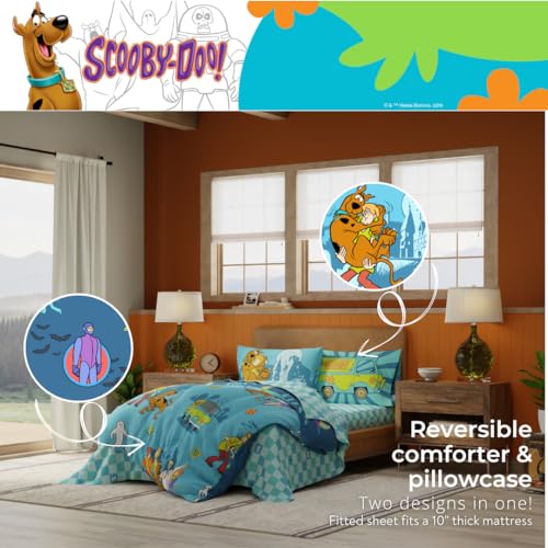 Franco Scooby Doo Scoobtober Bedding 7 Piece Super Soft Reversible Comforter and Sheet Set with Sham, Full, (Officially Licensed Product) Franco