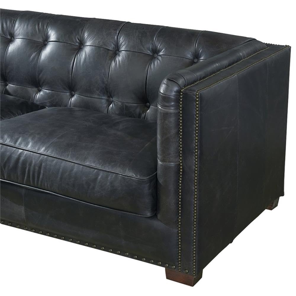 Crafters and Weavers Tuxedo Contemporary Italian Leather Loveseat in Slate Crafters and Weavers