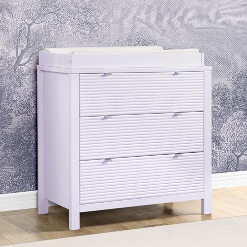 Delta Children Cassie 3 Drawer Dresser with Changing Top and Interlocking Drawers, Lilac Delta Children