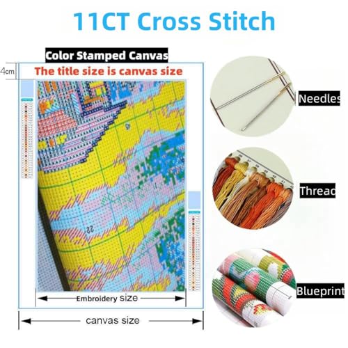 DIY Cross Stitch Kits Golden Retriever Easy for Beginners with Hoop 11CT Needlepoint Embroidery Counted Stamped Cross Stitch Set Craft Wall Decor 20x20cm(1)
