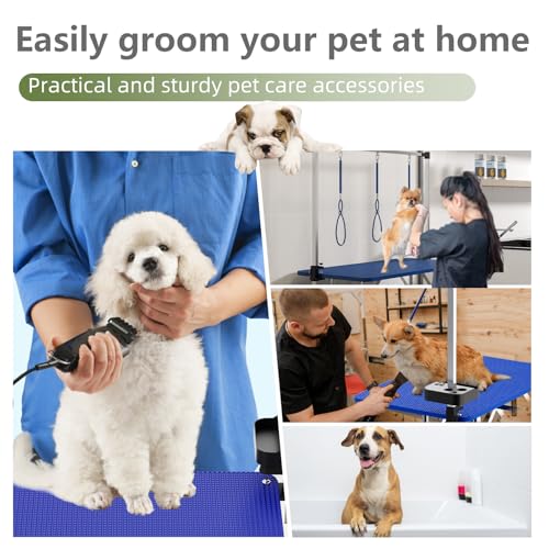 VFK 47'' Large Dog Grooming Table Stainless Steel Foldable Grooming Table for Dogs at Home Adjustable Height Arms Pet Station with Nooses, Mesh Tray, Tool Organizer VFK